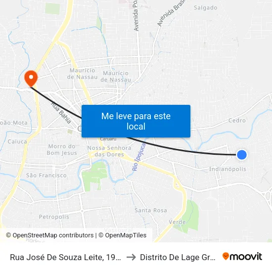 Rua José De Souza Leite, 199-247 to Distrito De Lage Grande map