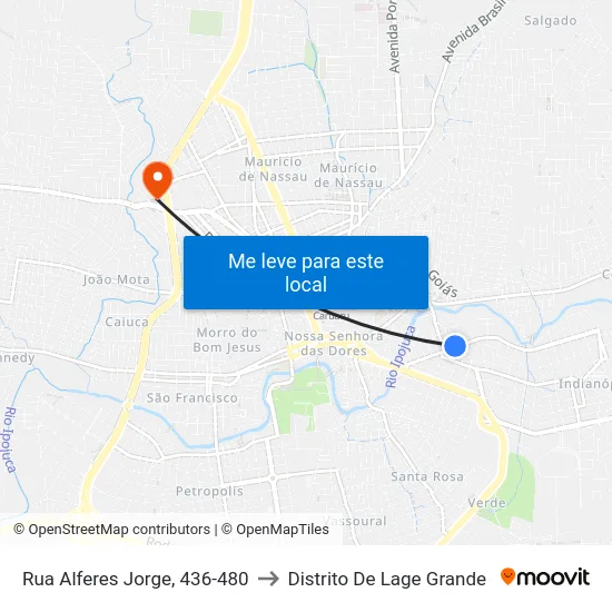 Rua Alferes Jorge, 436-480 to Distrito De Lage Grande map