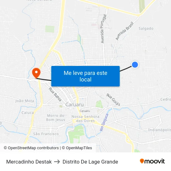 Mercadinho Destak to Distrito De Lage Grande map