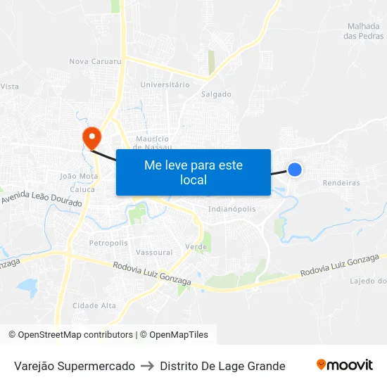 Varejão Supermercado to Distrito De Lage Grande map