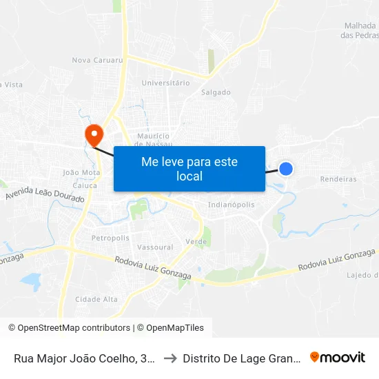 Rua Major João Coelho, 375 to Distrito De Lage Grande map