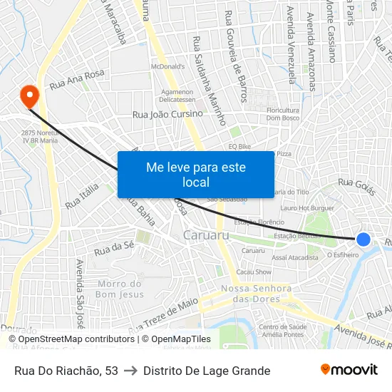 Rua Do Riachão, 53 to Distrito De Lage Grande map