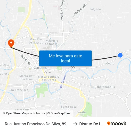 Rua Justino Francisco Da Silva, 894 |  Jw Martelinho De Ouro to Distrito De Lage Grande map