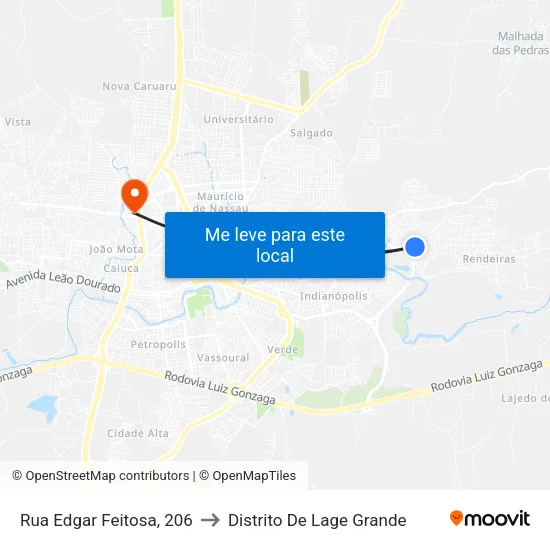 Rua Edgar Feitosa, 206 to Distrito De Lage Grande map