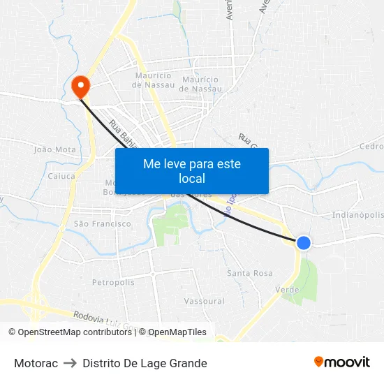 Motorac to Distrito De Lage Grande map