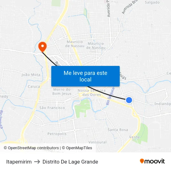 Itapemirim to Distrito De Lage Grande map