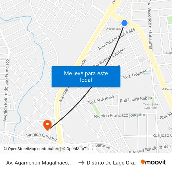 Av. Agamenon Magalhães, S/N - Caruaru to Distrito De Lage Grande map