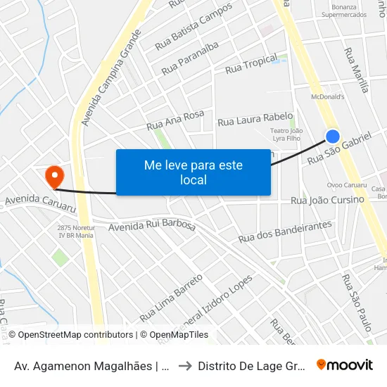 Av. Agamenon Magalhães, S/N - Caruaru to Distrito De Lage Grande map
