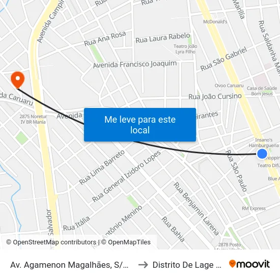 Av. Agamenon Magalhães, S/N - Caruaru to Distrito De Lage Grande map