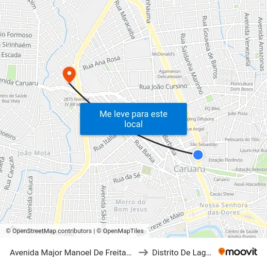 Avenida Major Manoel De Freitas, S/N - Caruaru to Distrito De Lage Grande map