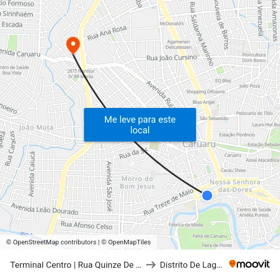 Terminal Centro to Distrito De Lage Grande map