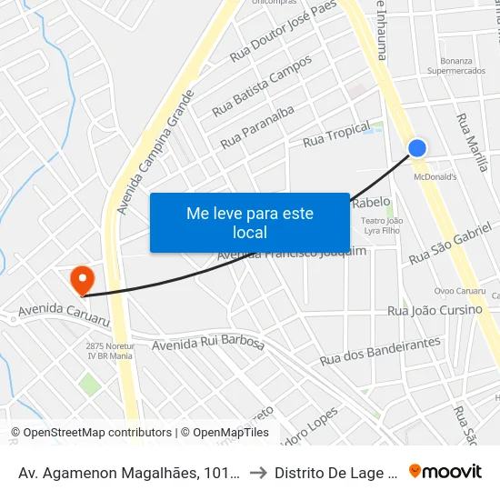 Av. Agamenon Magalhães, 1018 - Caruaru to Distrito De Lage Grande map