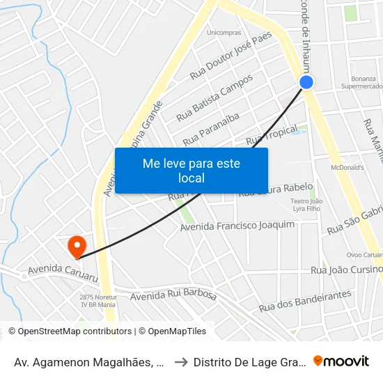Av. Agamenon Magalhães, S/N - Caruaru to Distrito De Lage Grande map