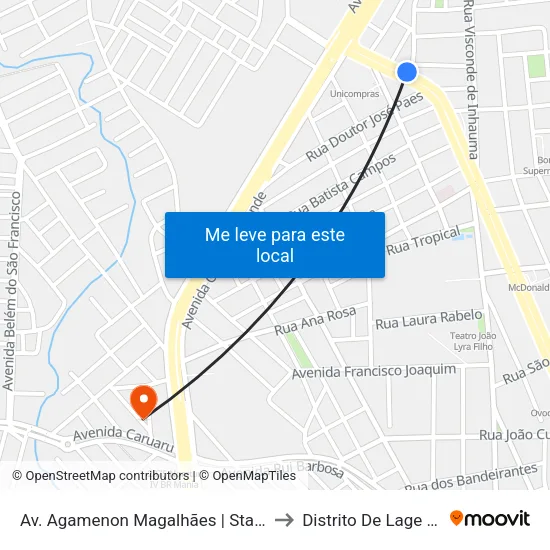 Av. Agamenon Magalhães, S/N - Caruaru to Distrito De Lage Grande map