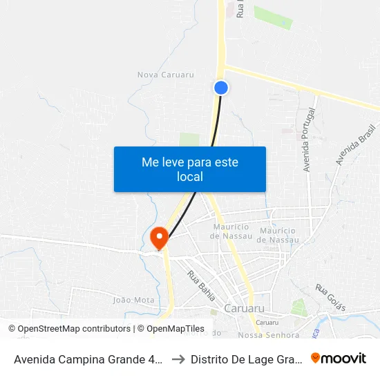 Avenida Campina Grande 42-98 to Distrito De Lage Grande map