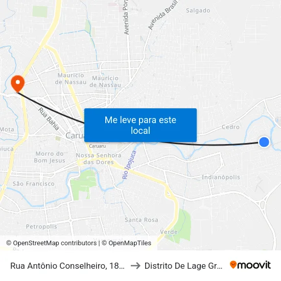 Rua Antônio Conselheiro, 183-229 to Distrito De Lage Grande map