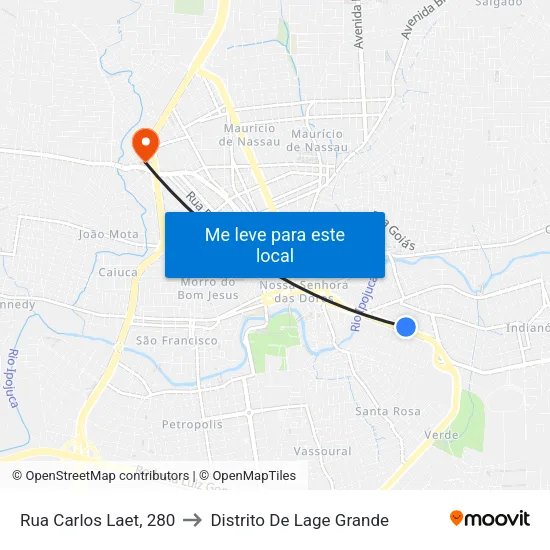 Rua Carlos Laet, 280 to Distrito De Lage Grande map