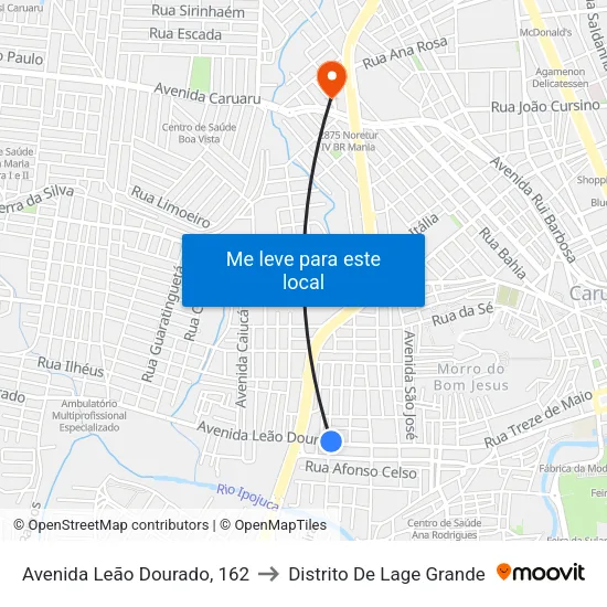 Avenida Vera Cruz, S/N - Caruaru to Distrito De Lage Grande map