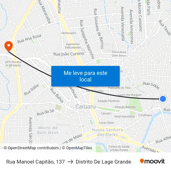 Rua Manoel Capitão, 137 to Distrito De Lage Grande map