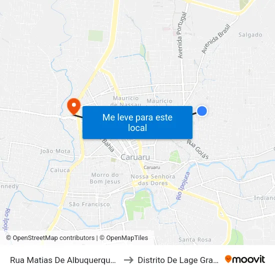 Rua Matias De Albuquerque, 45 to Distrito De Lage Grande map