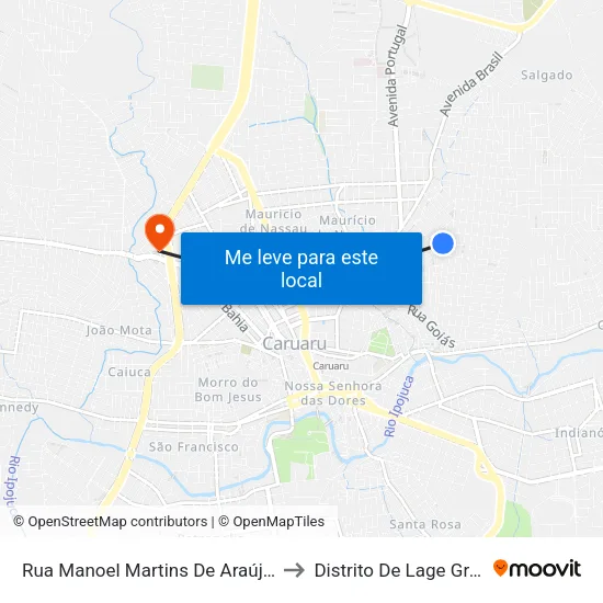 Rua Manoel Martins De Araújo, 135 to Distrito De Lage Grande map