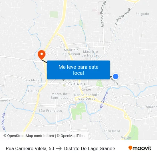 Rua Carneiro Viléla, 50 to Distrito De Lage Grande map