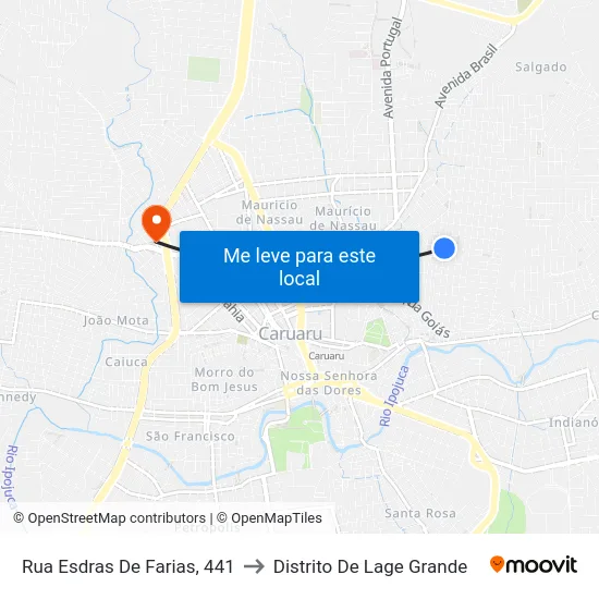 Rua Esdras De Farias, 441 to Distrito De Lage Grande map