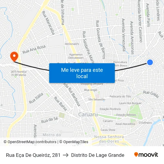 Rua Eça De Queiróz, 281 to Distrito De Lage Grande map