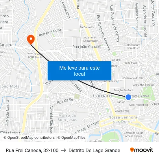 Rua Frei Caneca, 32-100 to Distrito De Lage Grande map