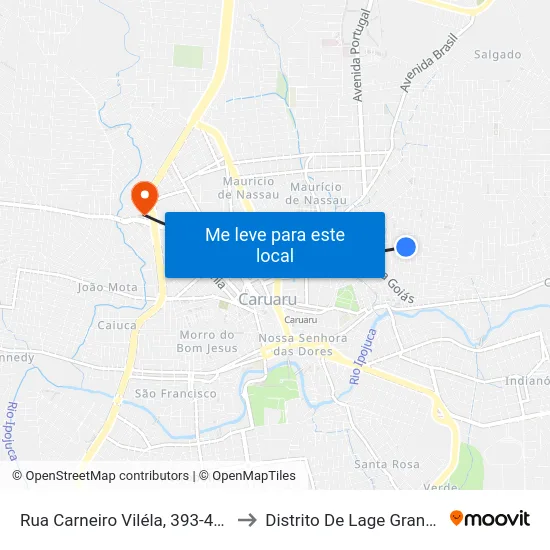 Rua Carneiro Viléla, 393-421 to Distrito De Lage Grande map