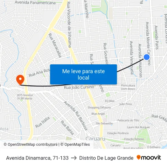 Avenida Dinamarca, 71-133 to Distrito De Lage Grande map