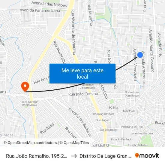 Rua João Ramalho, 195-257 to Distrito De Lage Grande map