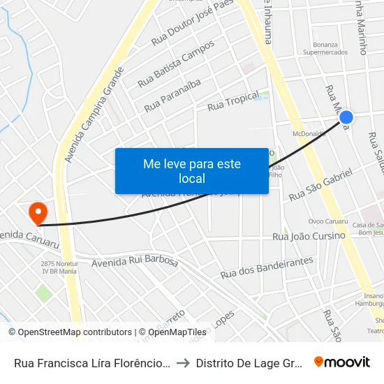 Rua Francisca Líra Florêncio, 928 to Distrito De Lage Grande map