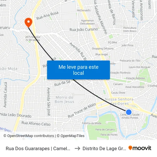 Rua Dos Guararapes | Camelódromo to Distrito De Lage Grande map