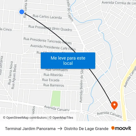Terminal Jardim Panorama to Distrito De Lage Grande map