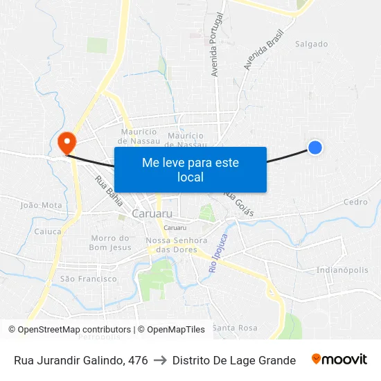 Rua Jurandir Galindo, 476 to Distrito De Lage Grande map