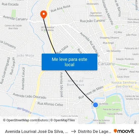 Avenida Lourival José Da Silva, S/N - Caruaru to Distrito De Lage Grande map