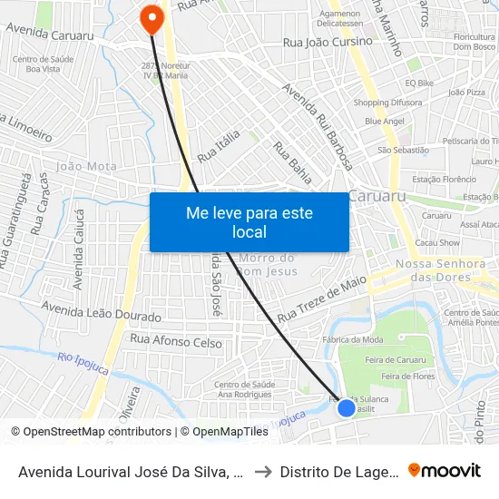 Avenida Lourival José Da Silva, 740 - Caruaru to Distrito De Lage Grande map