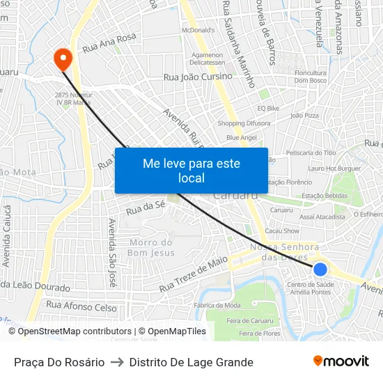 Praça Do Rosário to Distrito De Lage Grande map