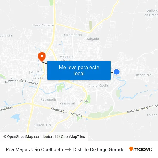 Rua Major João Coelho 45 to Distrito De Lage Grande map