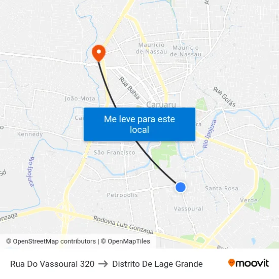 Rua Do Vassoural 320 to Distrito De Lage Grande map
