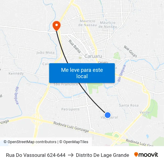 Rua Do Vassoural 624-644 to Distrito De Lage Grande map
