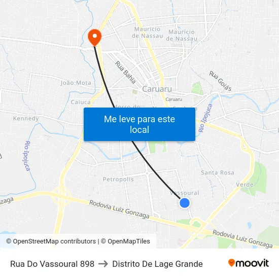 Rua Do Vassoural 898 to Distrito De Lage Grande map