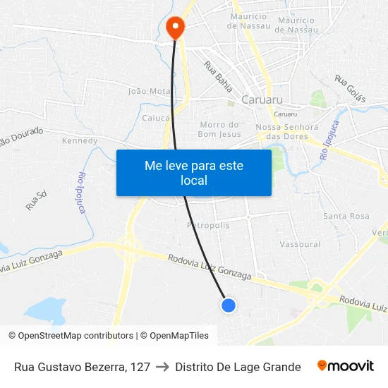 Rua Gustavo Bezerra, 127 to Distrito De Lage Grande map