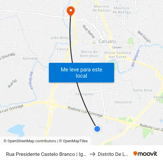 Rua Presidente Castelo Branco | Igreja De Santa Terezinha to Distrito De Lage Grande map