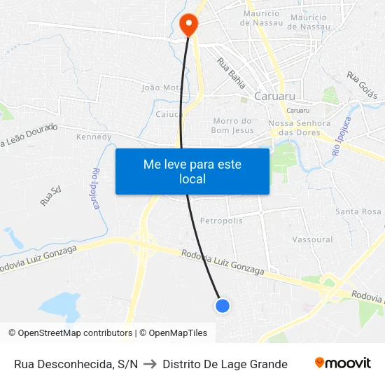 Rua Desconhecida, S/N to Distrito De Lage Grande map