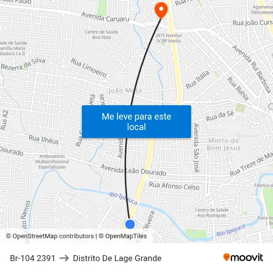 Br-104 2391 to Distrito De Lage Grande map