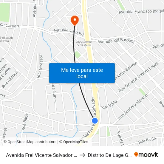 Avenida Frei Vicente Salvador 493-591 to Distrito De Lage Grande map
