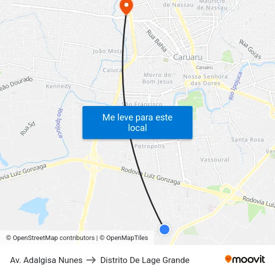 Av. Adalgisa Nunes to Distrito De Lage Grande map