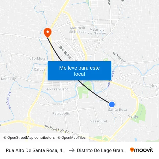 Rua Alto De Santa Rosa, 454 to Distrito De Lage Grande map